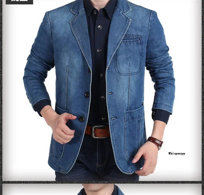 Men’s Denim Blazer Vintage Cotton Jacket