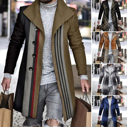 Fashion Long Sleeve Woolen Check Jacket