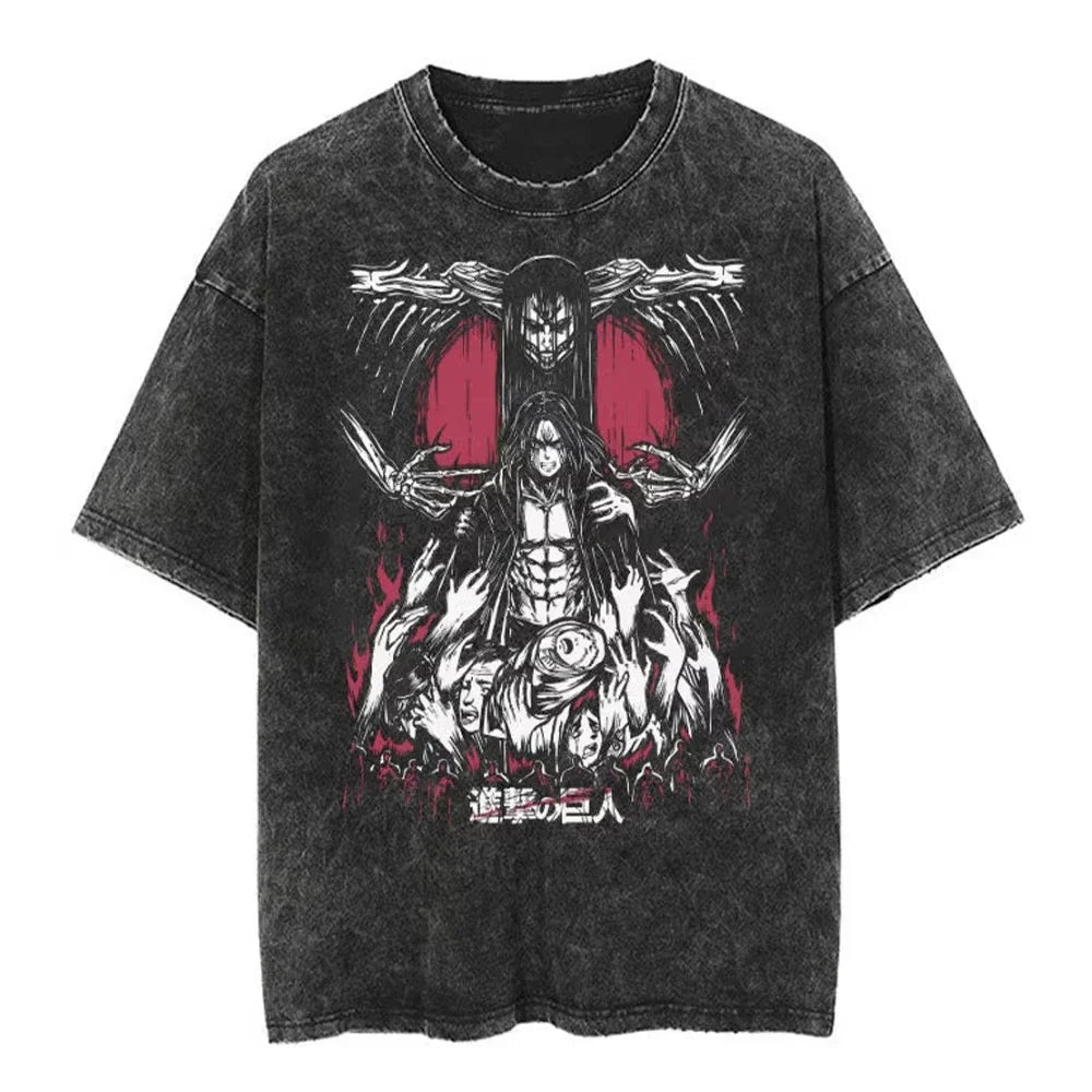 Vintage Washed Hip Hop Anime Tee