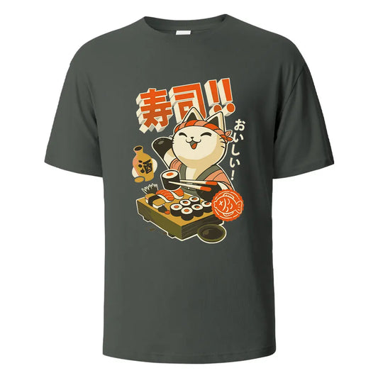 Sushi Cat Cotton Oversized Summer Tee