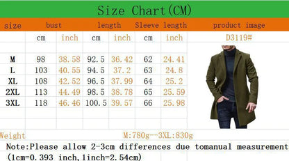 Men’s Woolen Trench Coat Winter Jacket