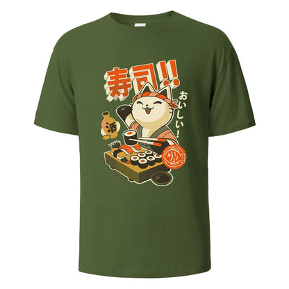 Sushi Cat Cotton Oversized Summer Tee