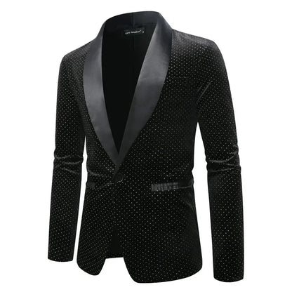 Men’s Luxury Gold Velvet Plaid Blazer