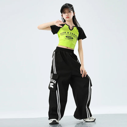 Teens Streetwear Tops Cargo Pants Set