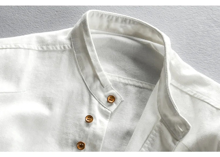 Japanese Linen Cotton Stand Collar Shirt
