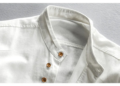 Japanese Linen Cotton Stand Collar Shirt
