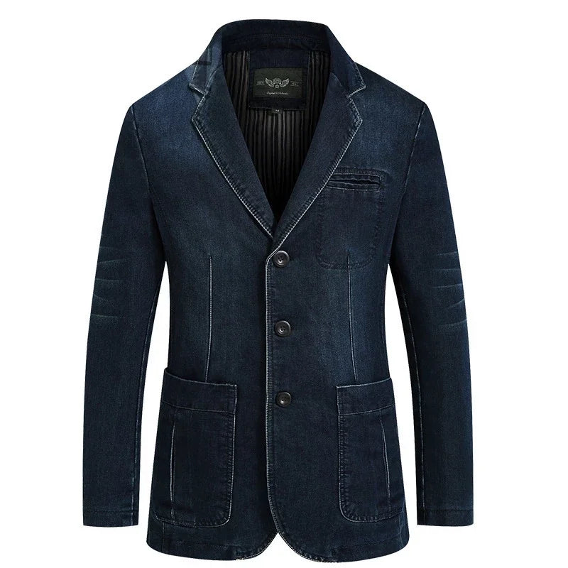 Men’s Denim Blazer Vintage Cotton Jacket
