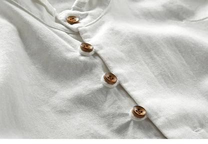 Japanese Linen Cotton Stand Collar Shirt