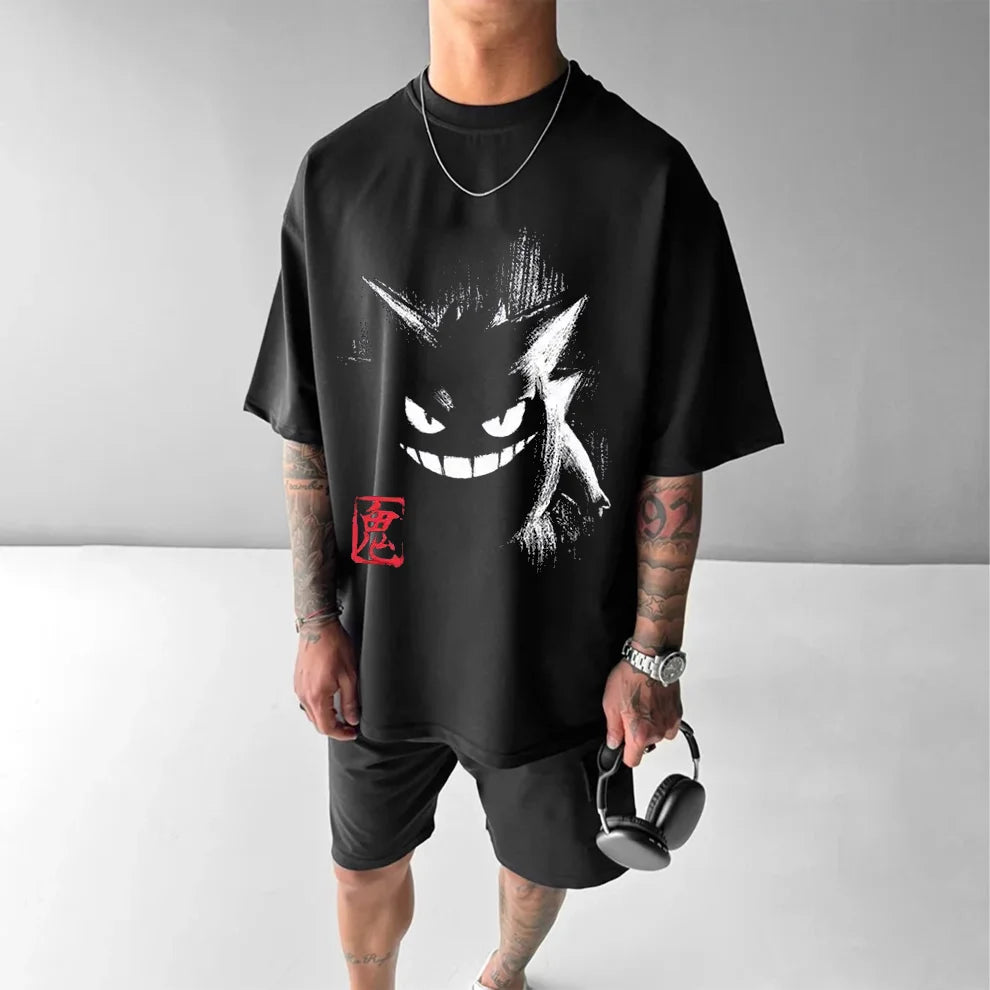 Oversized Gengar Streetwear Summer Gym Shirt