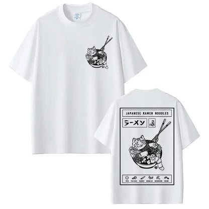 Japanese Ramen Cat Meme Vintage T-shirt
