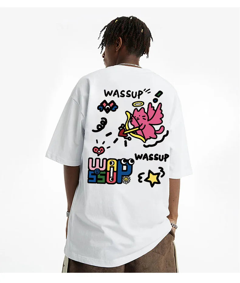 Harajuku Style Watercolor Print Summer Tee