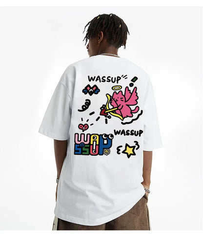 Harajuku Style Watercolor Print Summer Tee