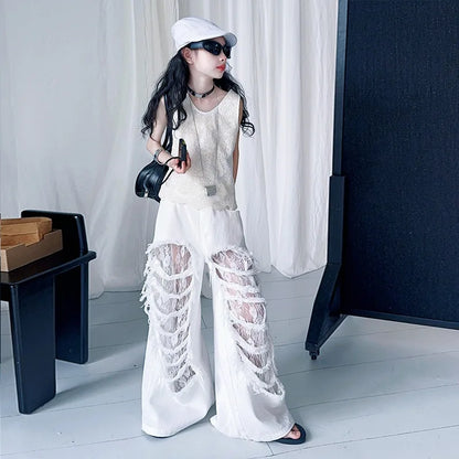 Teen Fashion Street Torn Legs Outfit