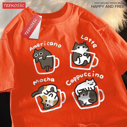 Mocha Latte Cat Pure Cotton Tee