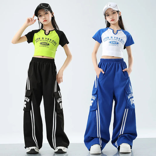Teens Streetwear Tops Cargo Pants Set