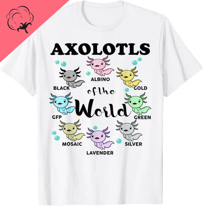 The World Kawaii Types of Axolotl Fish Amphibian T-Shirt