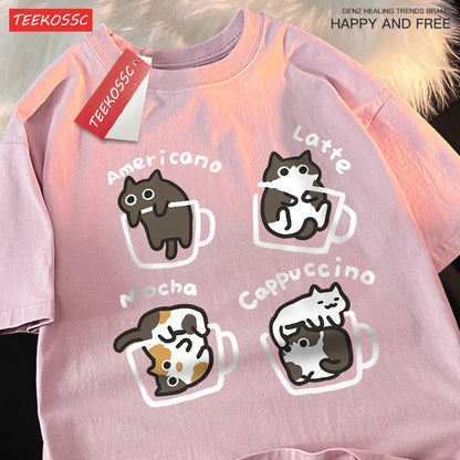 Mocha Latte Cat Pure Cotton Tee