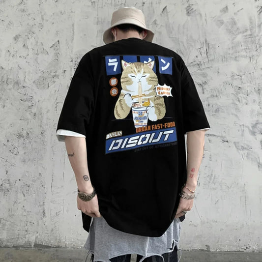 Casual Harajuku Style Cat Print Shirt