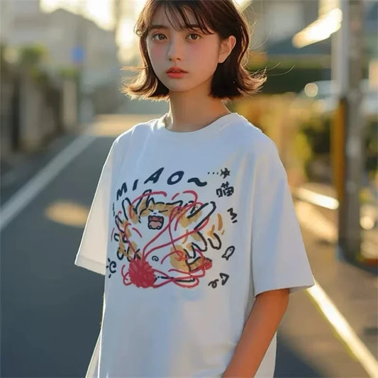 Trendy Short Sleeve Harajuku Graphic Shirt Junior