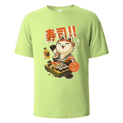 Sushi Cat Cotton Oversized Summer Tee