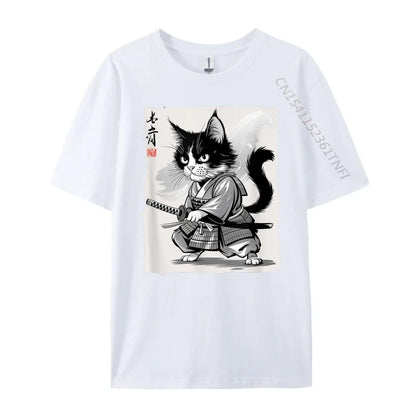 Samurai Cat Fighter Ukiyo-E Graphic Shirt