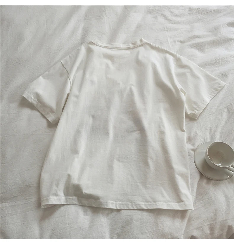 Loose Summer Cartoon Graphic Cotton Shirt