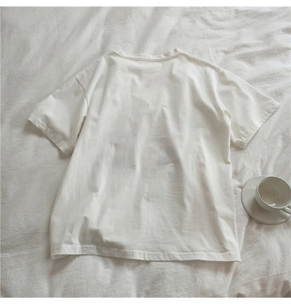 Loose Summer Cartoon Graphic Cotton Shirt