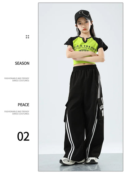 Teens Streetwear Tops Cargo Pants Set
