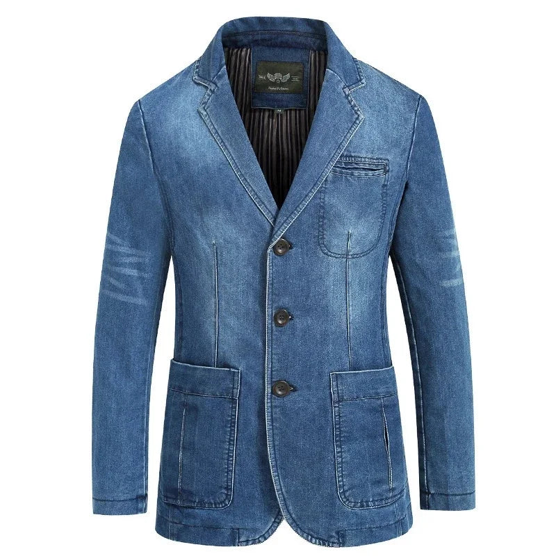 Men’s Denim Blazer Vintage Cotton Jacket