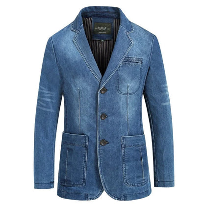 Men’s Denim Blazer Vintage Cotton Jacket