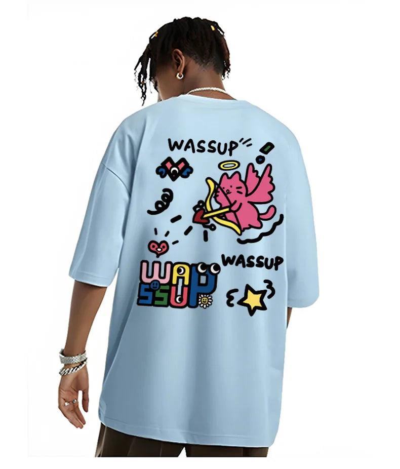 Harajuku Style Watercolor Print Summer Tee