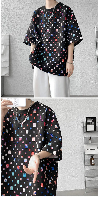 Fashion Oversized Plaid Streetwear Loose Hollow