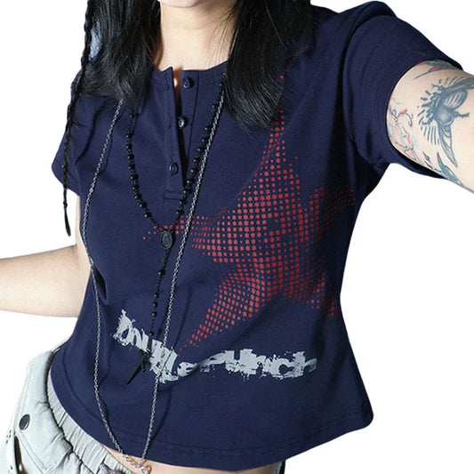 Crop Tops Vintage Aesthetic Short Sleeve