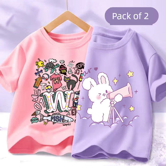Girl Short Sleeve T-Shirts Pure Cotton