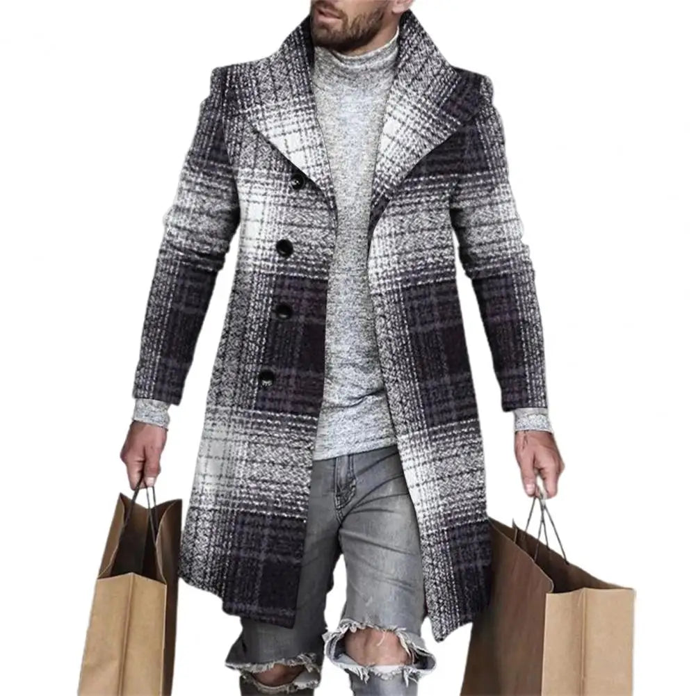 Fashion Long Sleeve Woolen Check Jacket