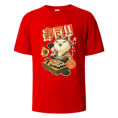 Sushi Cat Cotton Oversized Summer Tee