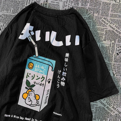 Japanese Oversized Women Men Loose Casual Tee