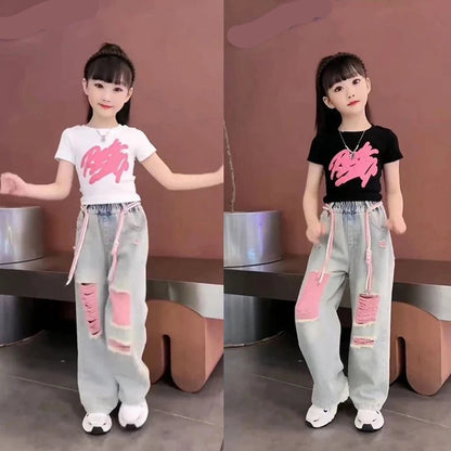 Sreetwear Outfits Drawstring Pants Tees Set