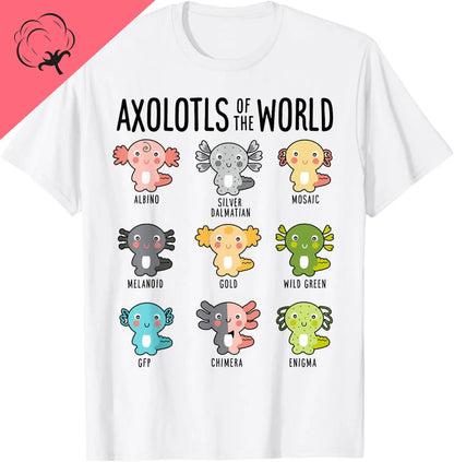 The World Kawaii Types of Axolotl Fish Amphibian T-Shirt