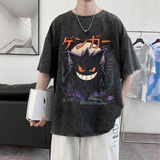 Y2K Style Pokemon Gengar Oversized Shirt