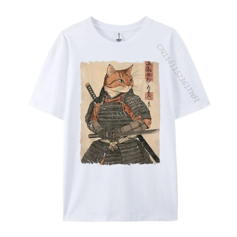 Samurai Cat Fighter Ukiyo-E Graphic Shirt
