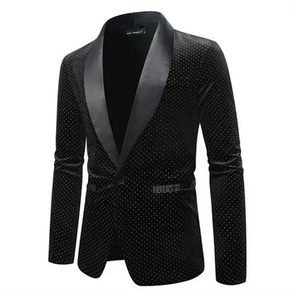 Men’s Luxury Gold Velvet Plaid Blazer