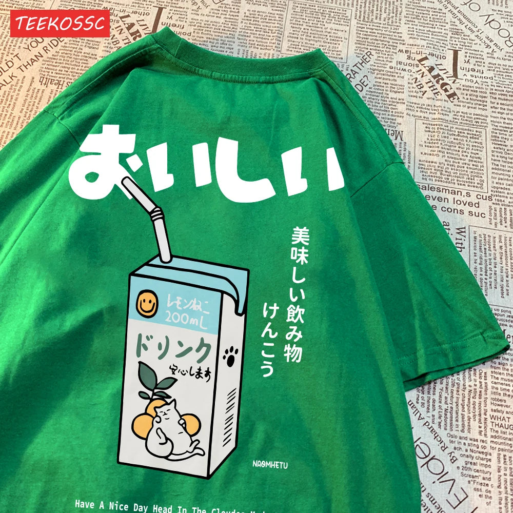 Japanese Oversized Women Men Loose Casual Tee