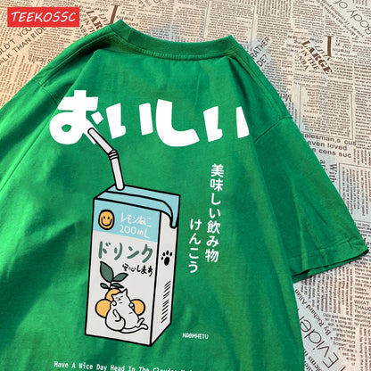 Japanese Oversized Women Men Loose Casual Tee