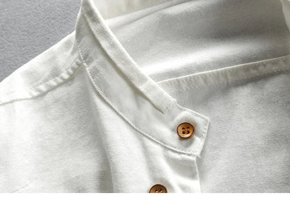 Japanese Linen Cotton Stand Collar Shirt