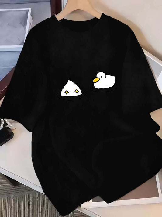 Y2K Streetwear Cozy Duck Print Shirt