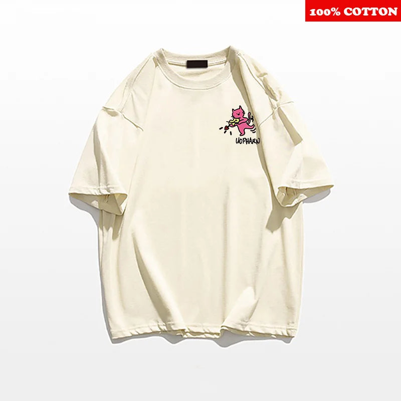 Women’s Cute Cartoon Print Cotton T-Shirt