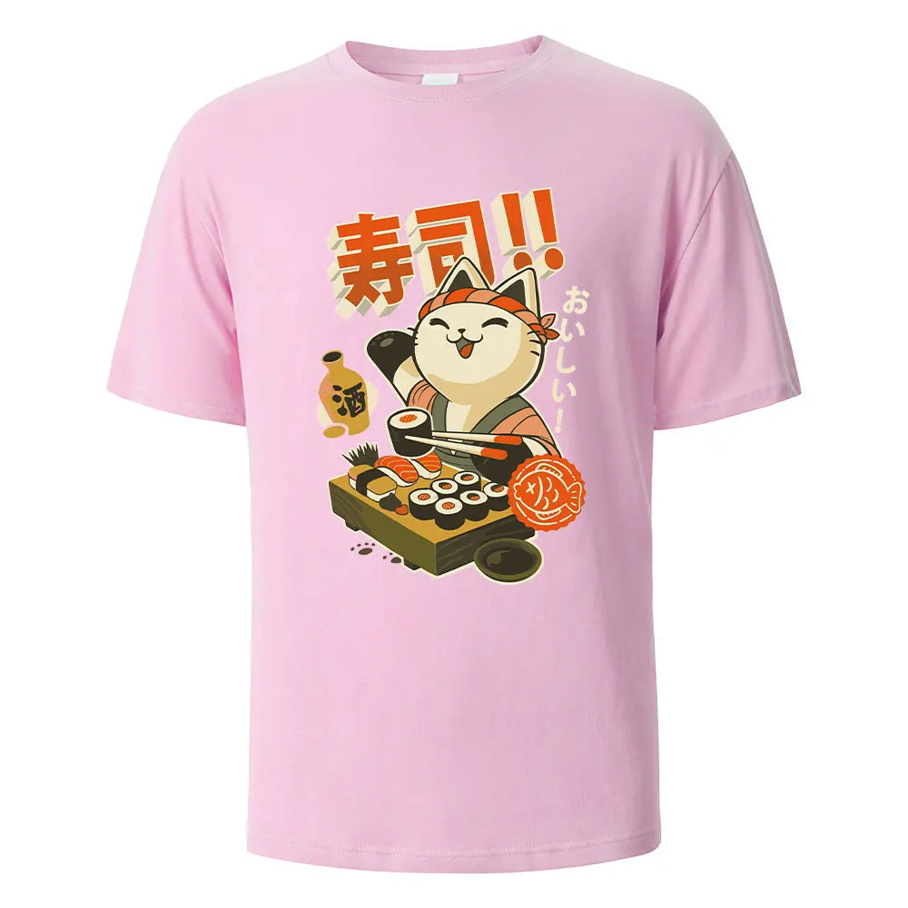 Sushi Cat Cotton Oversized Summer Tee