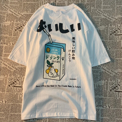 Japanese Oversized Women Men Loose Casual Tee