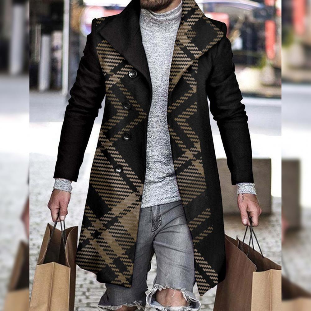 Fashion Long Sleeve Woolen Check Jacket